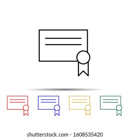 certificate of completion multi color style icon. Simple thin line, outline vector of school icons for ui and ux, website or mobile application