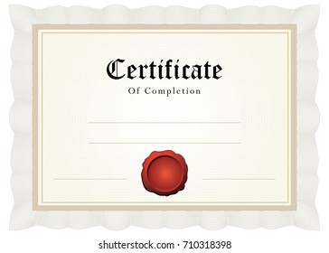 Certificate of completion with stamp - blank version