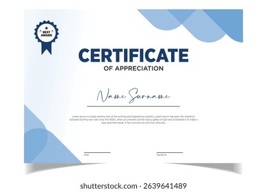 Certificate of completion template Design Isolated Vector.