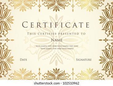 Certificate of completion template. Vector