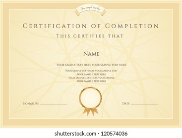 Certificate Of Completion Template. Vector