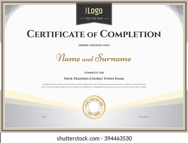 Certificate of completion template in vector for achievement graduation