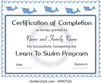 Certificate of Completion Template; Vector Format