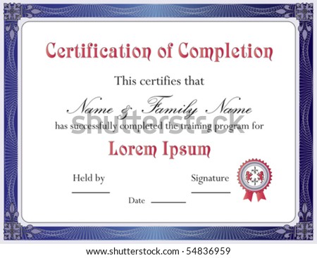 certificate completion template vector format stock vector royalty diploma format