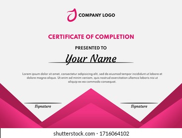 Certificate of completion template for your business, event or conference needs. Just change the title, it can be any certificate template such as award, deposit, insurance, settlement, etc. Flexible 