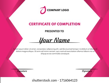 Certificate of completion template for your business, event or conference needs. Just change the title, it can be any certificate template such as award, deposit, insurance, settlement, etc. Flexible 