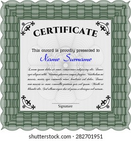 Certificate. With complex background. Complex design. Vector pattern that is used in currency and diplomas.