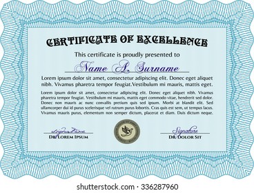 Certificate. Complex background. Excellent design. Vector pattern that is used in money and certificate.