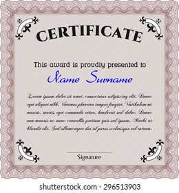Certificate. With complex background. Sophisticated design. Border, frame.