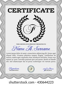 Certificate. Complex design. Printer friendly. Detailed. Grey color.