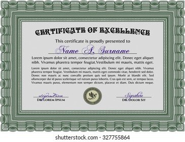 Certificate. With complex linear background. Detailed.Cordial design. 