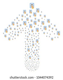 Certificate composition combined in the collection of up directed arrow. Upwards directional arrow collage constructed from certificate icons.