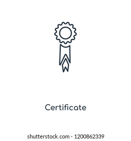Certificate concept line icon. Linear Certificate concept outline symbol design. This simple element illustration can be used for web and mobile UI/UX.