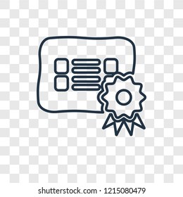 Certificate concept vector linear icon isolated on transparent background, Certificate concept transparency concept in outline style