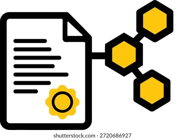 Certificado conectado a una red de hexágonos