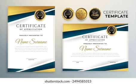 certificate of corporate success template for work recognition vector