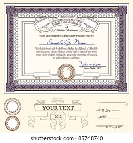 certificate or coupon template with detailed border and additional design elements