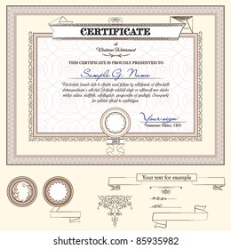 certificate or coupon template with detailed border and additional design elements