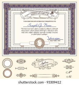 certificate or coupon template with detailed border and additional design elements