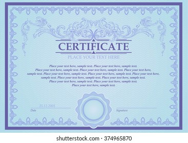 Certificate or coupon template with vintage border 