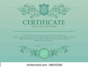 Certificate or coupon template with vintage border 