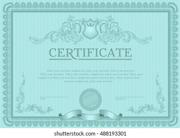 Certificate or coupon template with vintage border 