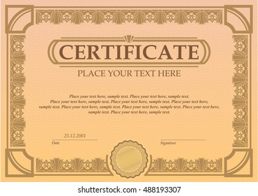 Certificate or coupon template with vintage border 