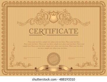 Certificate or coupon template with vintage border 