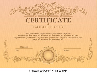 Certificate or coupon template with vintage border 