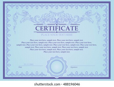 Certificate or coupon template with vintage border 