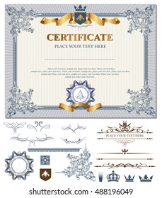 Certificate or coupon template with vintage border 