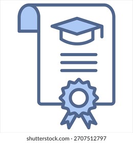 Ilustração do vetor de ícone azul do curso do certificado