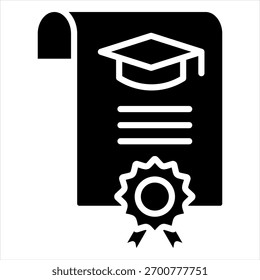 Certificate Course Glyph Icon Vector Illustration