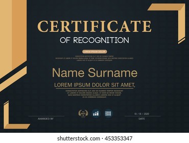 Certificate, Dark blue and gold Certificate, Vector certificate template.