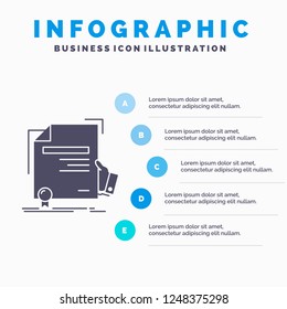 certificate, degree, education, award, agreement Infographics Template for Website and Presentation. GLyph Gray icon with Blue infographic style vector illustration.