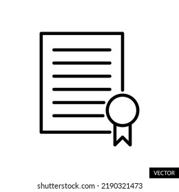 Certificate, Degree, Statement vector icon in line style design for website design, app, UI, isolated on white background. Editable stroke. EPS 10 vector illustration.