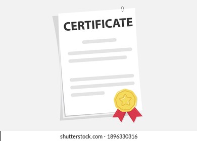 Certificate degree of university, college or school graduate alumni success and course completion. Graduation test blank. Award, grant, diploma concepts. Document. Diploma paper scroll with stamp