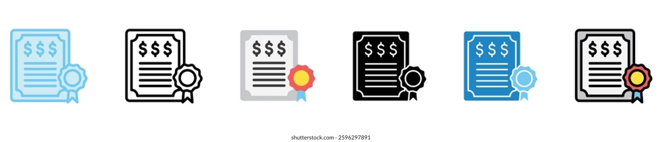 Certificate of Deposmulti style icon set, mini illustration. use for modern concept, print, UI, UX kit, web and app development. Vector EPS 10, related to money investment, finance, economy, business.