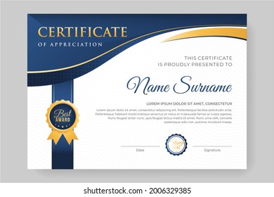 diseño de certificado con encabezado azul