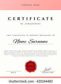 Certificate design border frame. Template  achievement diplom.  Premium paper present guilloche 