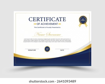 Certificate design, creative modern luxury certificate of achievement template