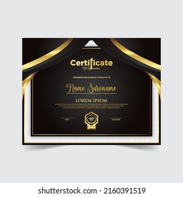 Certificate Design. Diploma currency border template. Dark colored gift voucher award background. Vector Illustration - Template Design