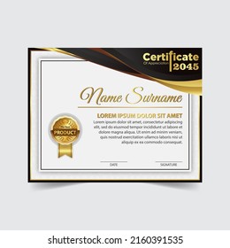 Certificate Design. Diploma currency border template. Dark colored gift voucher award background. Vector Illustration - Template Design