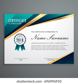 certificate design with luxury golden shapes. diploma template