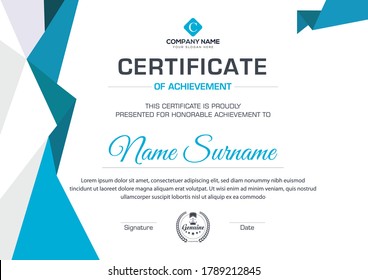 Certificate design minimalist template trendy geometric