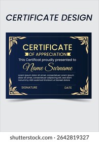 Certificate design, modern luxury certificate of achievement design template