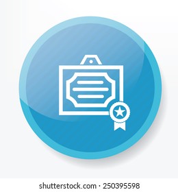 Certificate design on blue flat button,clean vector