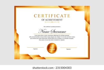 certificate design simple modern a4 luxury certificate  gold color