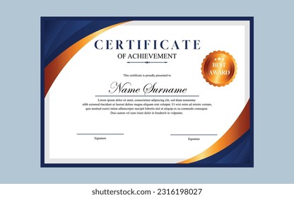  certificate design simple modern a4 luxury certificate blue gold color