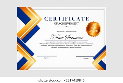  certificate design simple modern a4 luxury certificate blue gold color